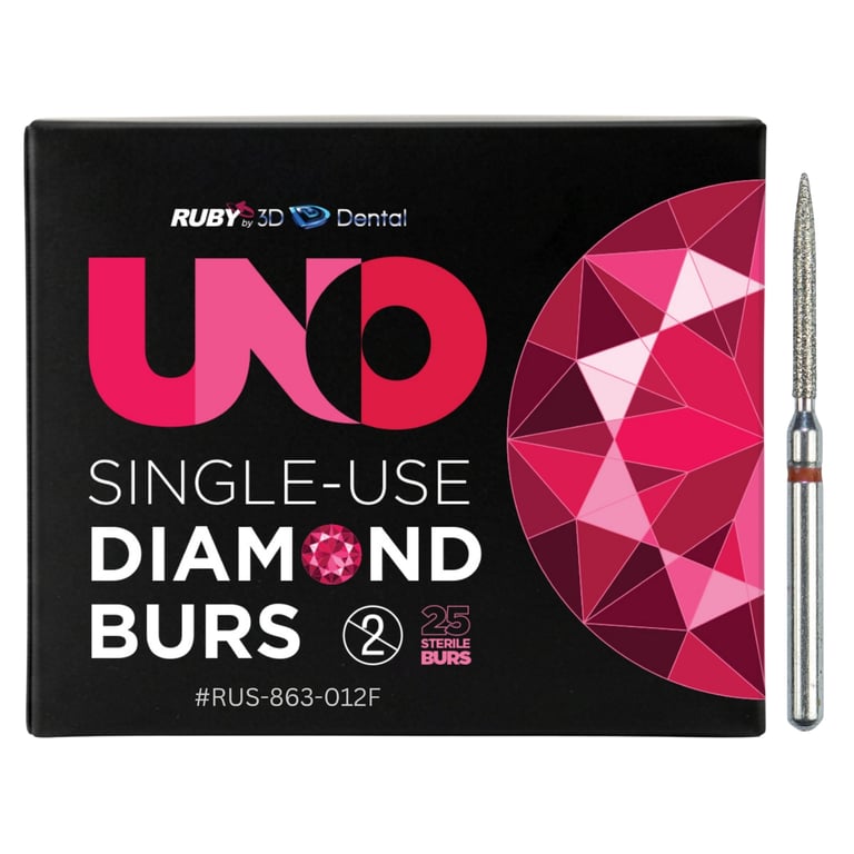 Sabur Ruby Single Use FG #863.012 Fine Flame Diamond Bur, Sterile, 25/Pk. Offers a completely