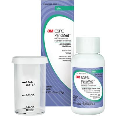 PerioMed Fluoride Rinse - Mint, 24 x 2.75oz Bottles. 0.63% Stannous Fluoride Concentrate. May be