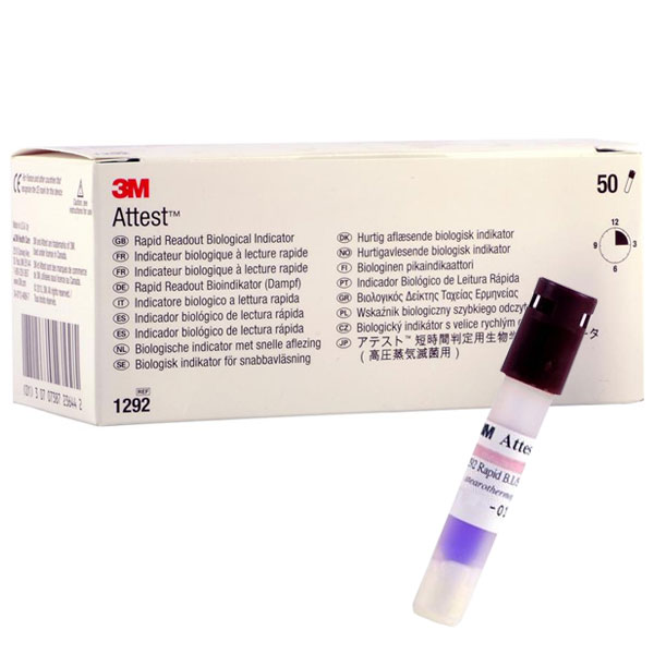 Attest Rapid Readout Biological Indicators - Brown Cap, 50/Bx. For 250°F/121°C Gravity