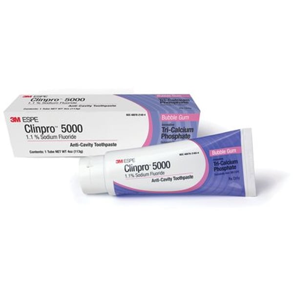 Clinpro 5000 Toothpaste - Bubblegum, Case of 24x 4oz Tubes.1.1% Sodium Fluoride Anti-Cavity