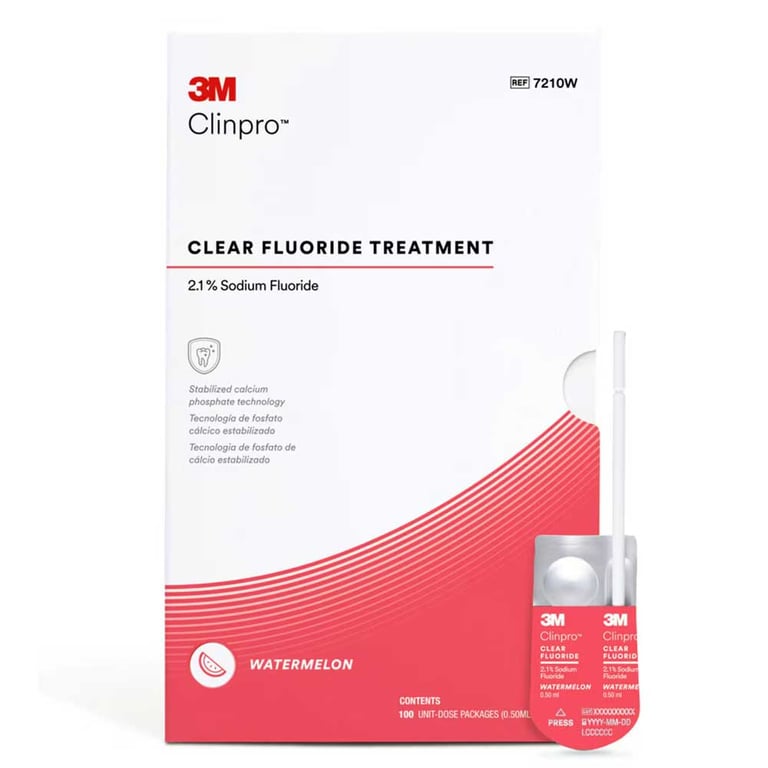 Clinpro Clear 2.1% Sodium Fluoride Treatment, 0.5 mL Unit Dose, Watermelon Flavor, 100/Pk