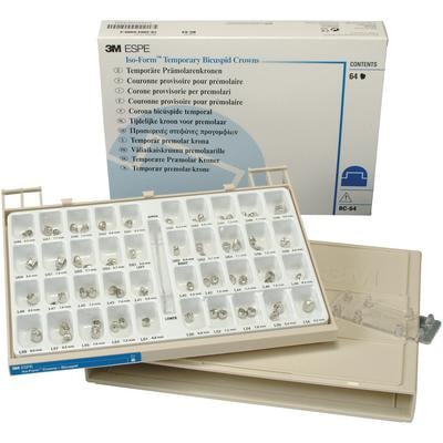 Iso-Form Assorted Bicuspid Tin-Silver Alloy Temporary Crowns, Kit of 64: 2 crowns per size: L42