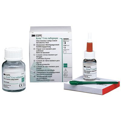 Ketac-Cem Intro Pack - Glass Ionomer Luting Cement, 12 mL Liquid, 33 Gm. Powder and Mixing Pad