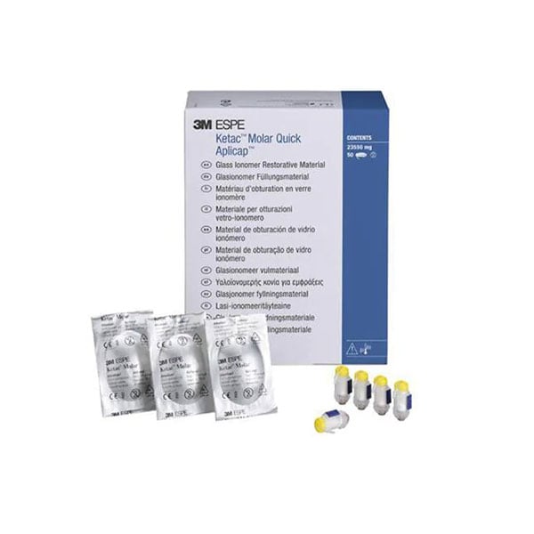 Ketac-Molar Quick Aplicap A2 Refill - Glass Ionomer Restorative, Auto-Cured, Box of 50 Capsules