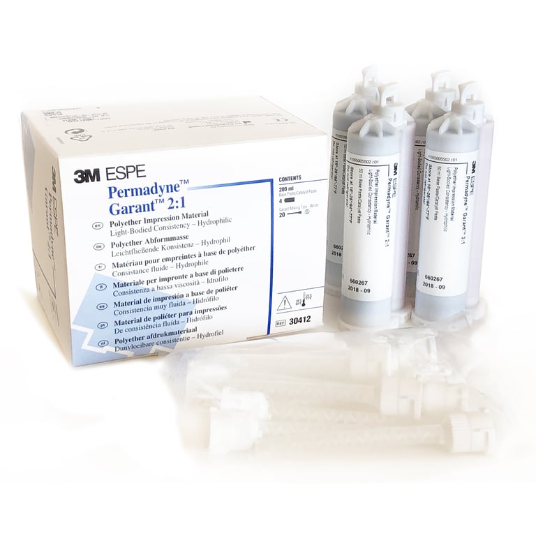 Permadyne Garant 2:1 EXPORT PACKAGE - Light Body Polyether Impression Material, 4 x 50 ml