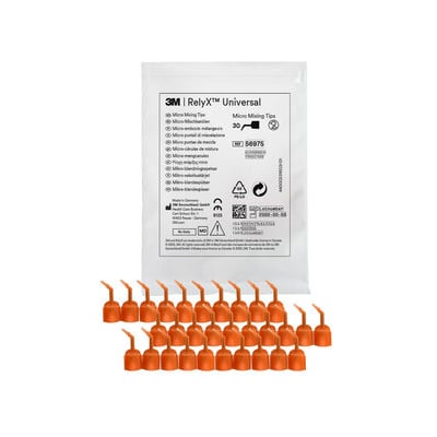 3M RelyX Universal Micro Mixing Tips 30/Pk. Reduces Cement Waste by 80% compared to standard
