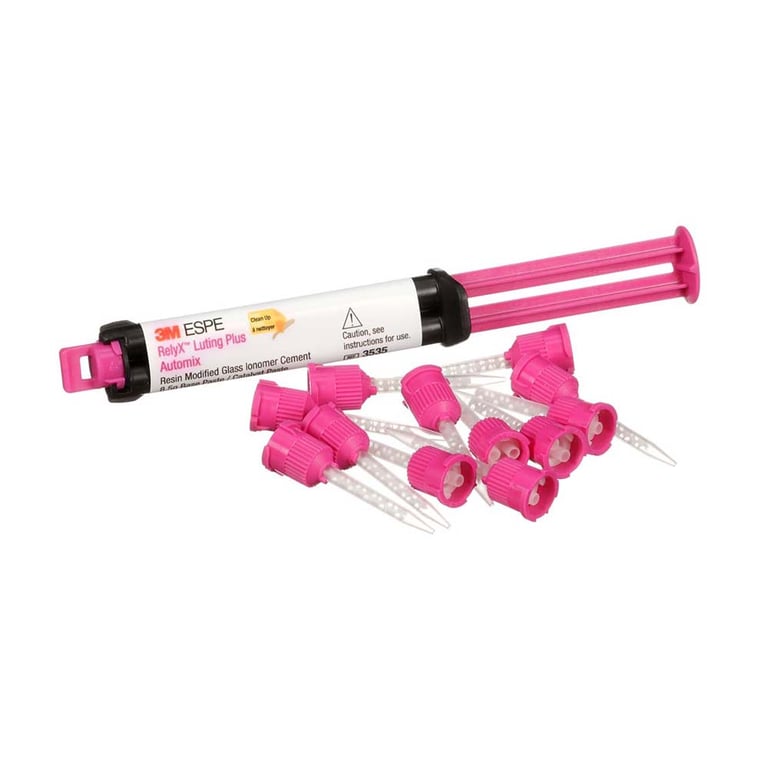 3M RelyX Luting Plus Automix Cement, Syringe Trial Kit: 1 - 8.5 gm Automix Syringe & 12 Mixing
