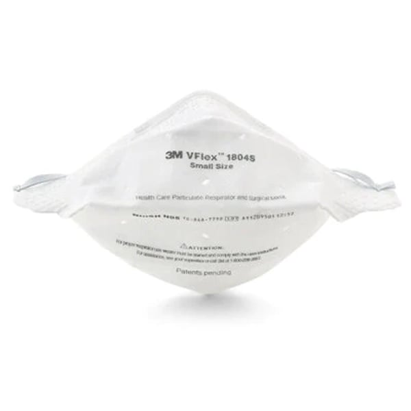 3M VFlex NIOSH N95 Particulate Respirator and Surgical Mask SMALL 50/Box. White, flat fold