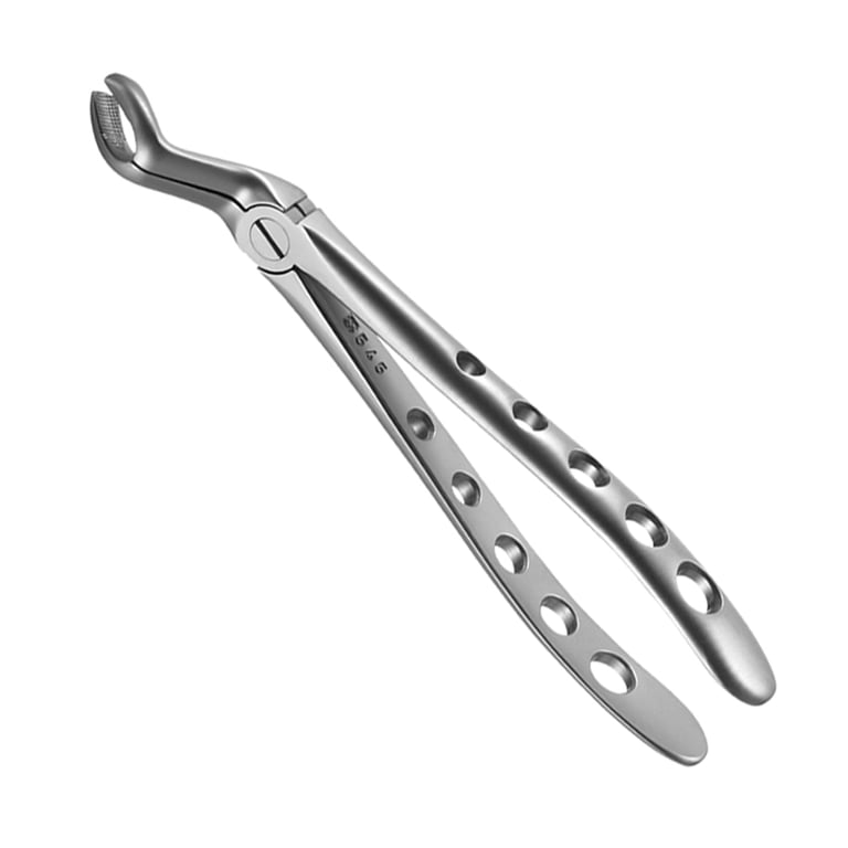 A. Titan Instruments X-TRAC Stainless Steel Universal Forceps, Upper Molar, 1/Pk. Features cross