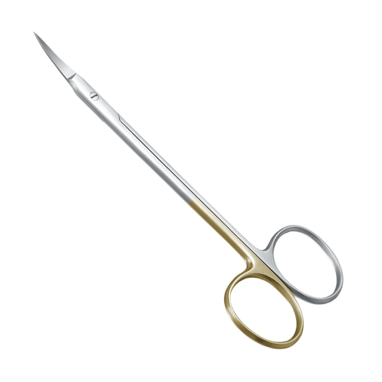 A. Titan Instruments Stainless Steel Fine Iris Curved Scissor, Serrated, Super Cut, 1/Pk