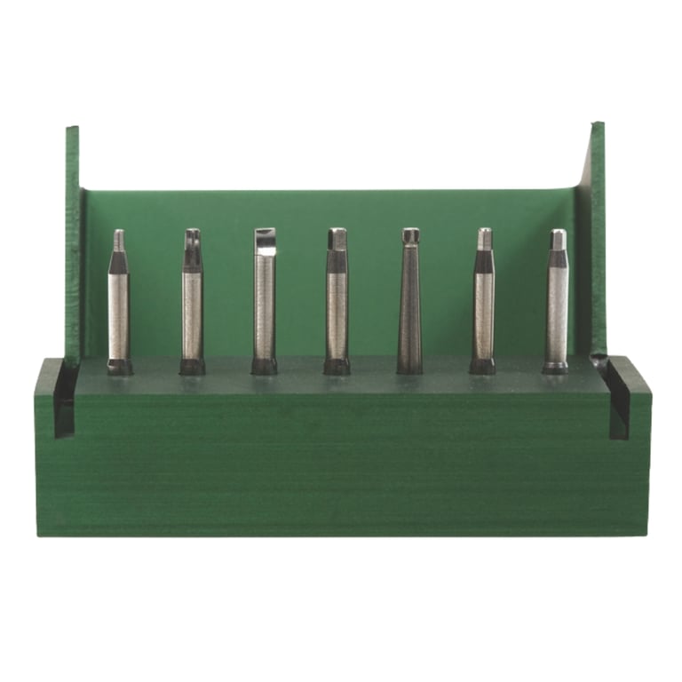 A. Titan Stainless Steel Latch-Type Implant Bits Kit, Single Kit. Includes: 7 x bits. Engages
