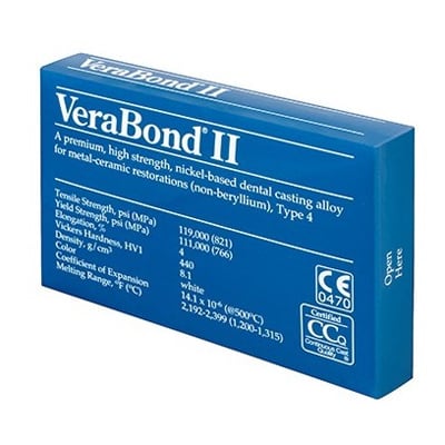 Verabond II Casting Alloy Type 5, 208g/Box. Premium, High Strength, Nickel-Based Casting Alloy