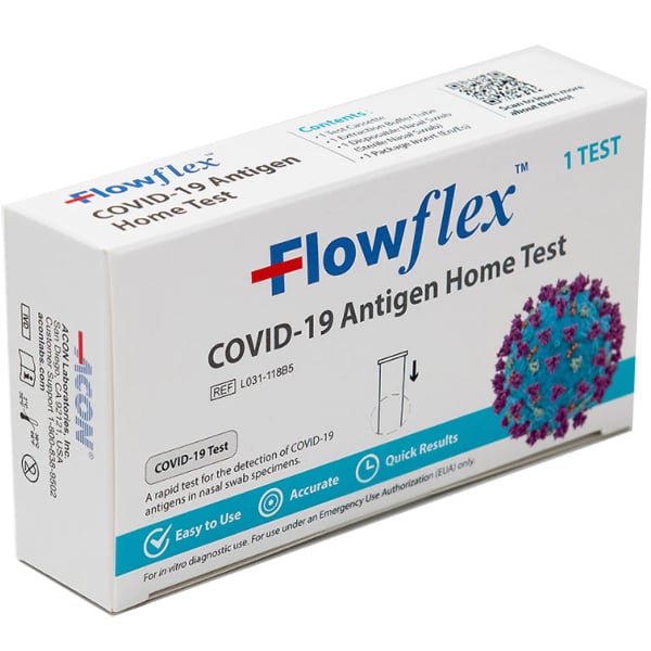 Flowflex COVID-19 Antigen Home Test Kit, Single Kit. Includes: 1 test cassette, 1 extraction