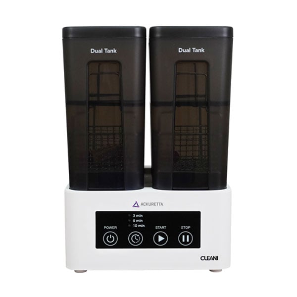 Cleani Dual-Tank Washer for Dental 3D Prints, Single Unit. Includes: 1 base, 2 tanks and lids, 2