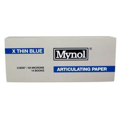 Mynol Articulating Papers - X-Thin Blue .0025"/63 Microns. Box of 140 (14 Booklets x 10)