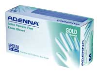 Adenna Gold Latex glove: Size Medium, Non-Sterile, Powder-Free, Fully Textured, Light
