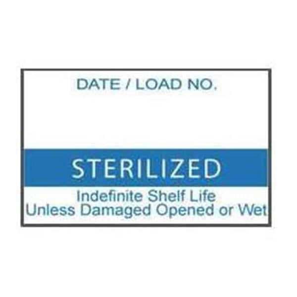 Labelex Sterilization Labels, "STERILIZED" in Blue, Dual-Ply, 500/roll, 12 rolls/pack