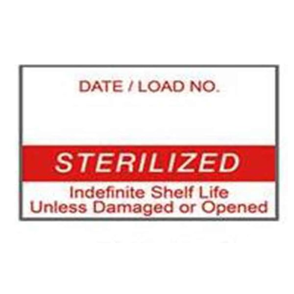 Labelex Sterilization Labels, "STERILIZED" in Red, Dual-Ply, 500/roll, 12 rolls/pack. The Dual-Ply