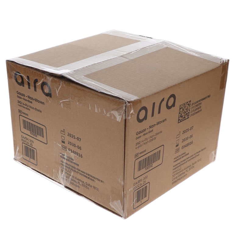 Aira 2" x 2" 4-Ply Non-Woven Gauze Sponge, Non-st