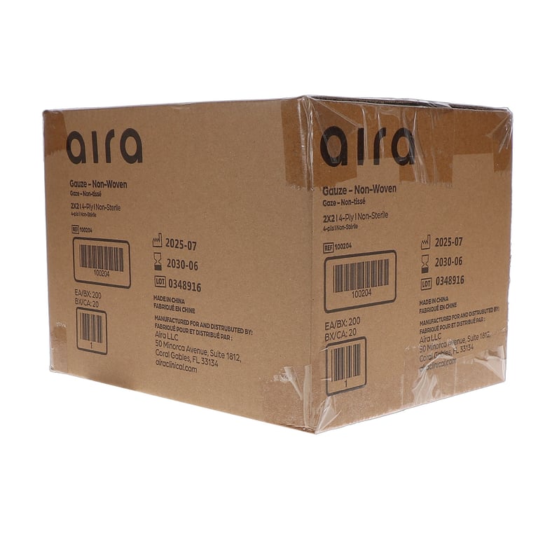 Aira 2" x 2" 4-Ply Non-Woven Gauze Sponges, Non-s