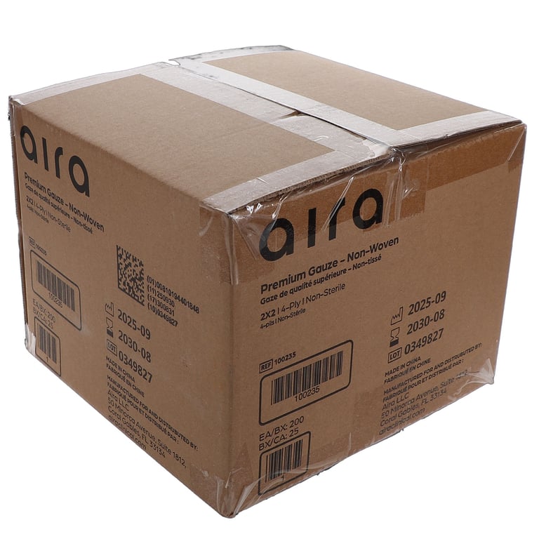 Aira Premium 2" x 2" 4-Ply Non-Woven Gauze Sponge