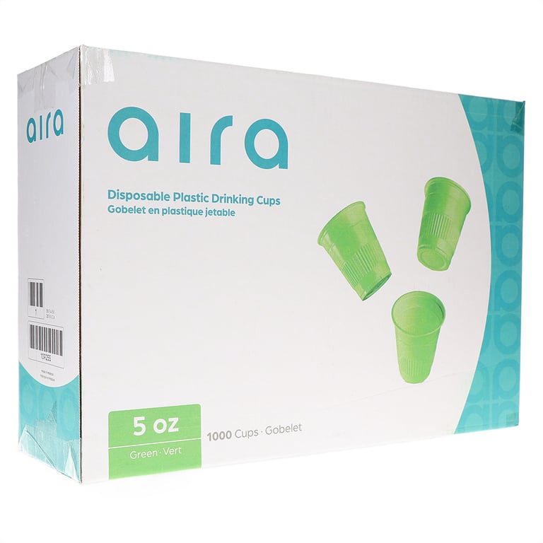 Aira 5oz Plastic Drinking Cups, Green, 1000/Pk