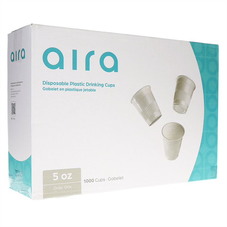Aira 5oz Plastic Drinking Cups, Gray, 1000/Pk