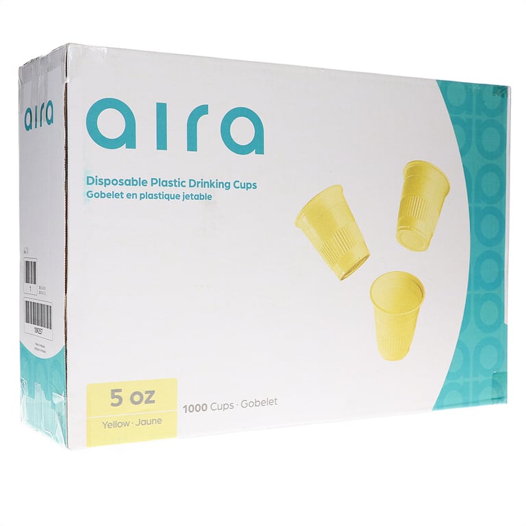 Aira 5oz Plastic Drinking Cups, Yellow, 1000/Pk