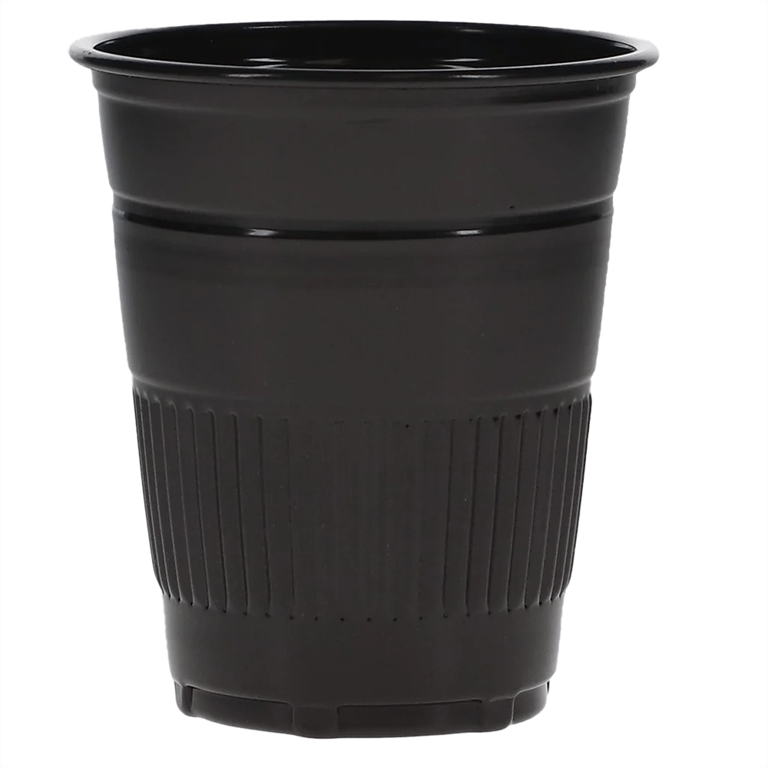 Aira 5oz Plastic Drinking Cups, Black, 1000/Pk. Features thick walls for added strength and safe