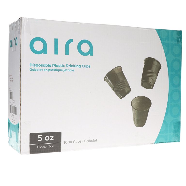 Aira 5oz Plastic Drinking Cups, Black, 1000/Pk