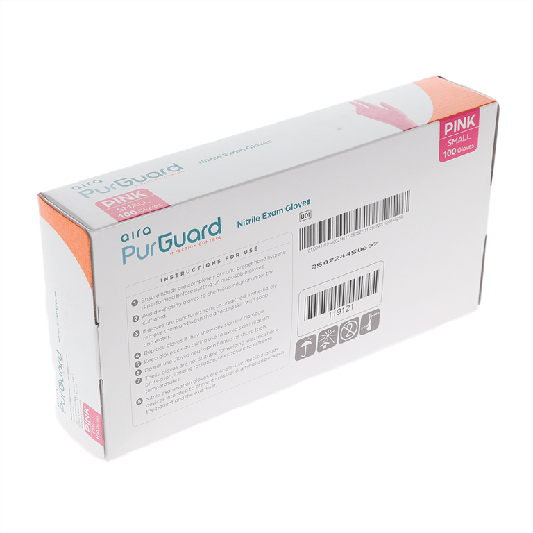 Aira Nitrile Exam Gloves, Powder Free, Small, Pin