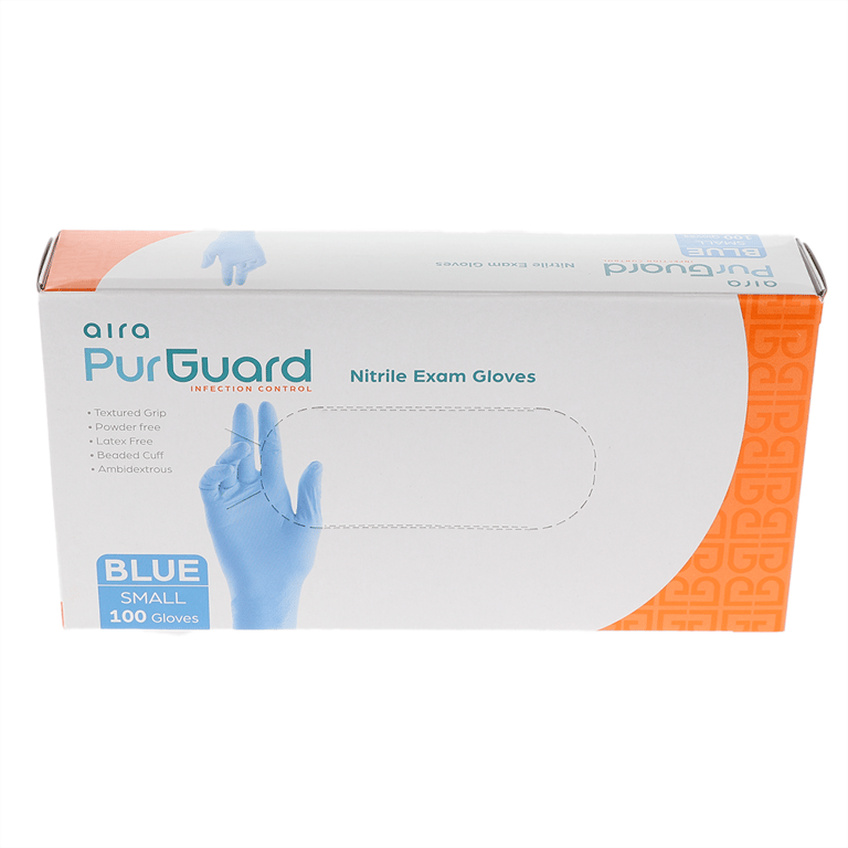 Aira Nitrile Exam Gloves, Powder Free, Small, Blu