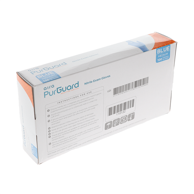 Aira Nitrile Exam Gloves, Powder Free, Medium, Bl