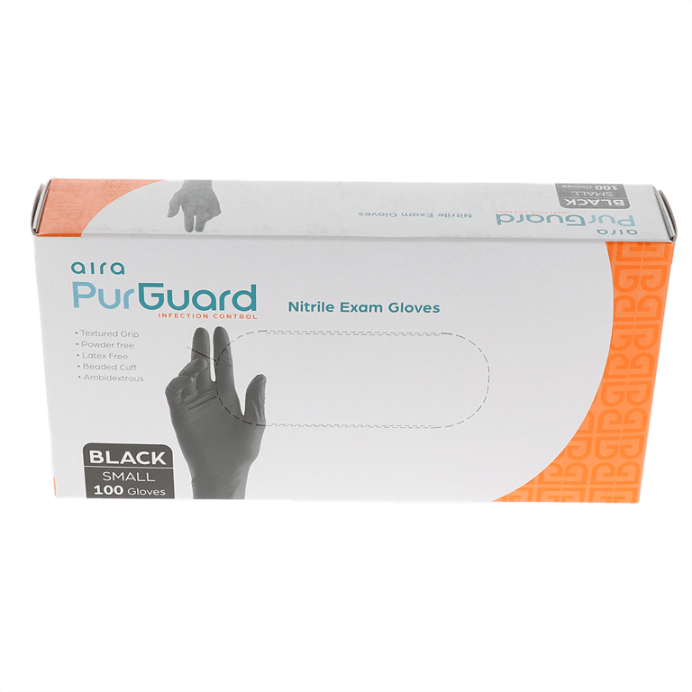 Aira Nitrile Exam Gloves, Powder Free, Small, Bla