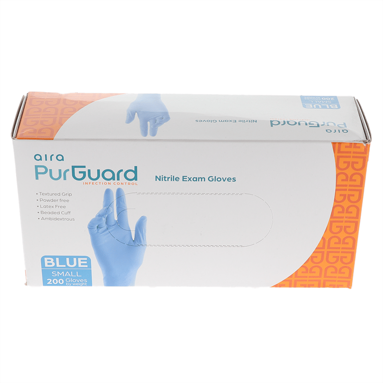 Aira Nitrile Exam Gloves, Powder Free, Small, Blu