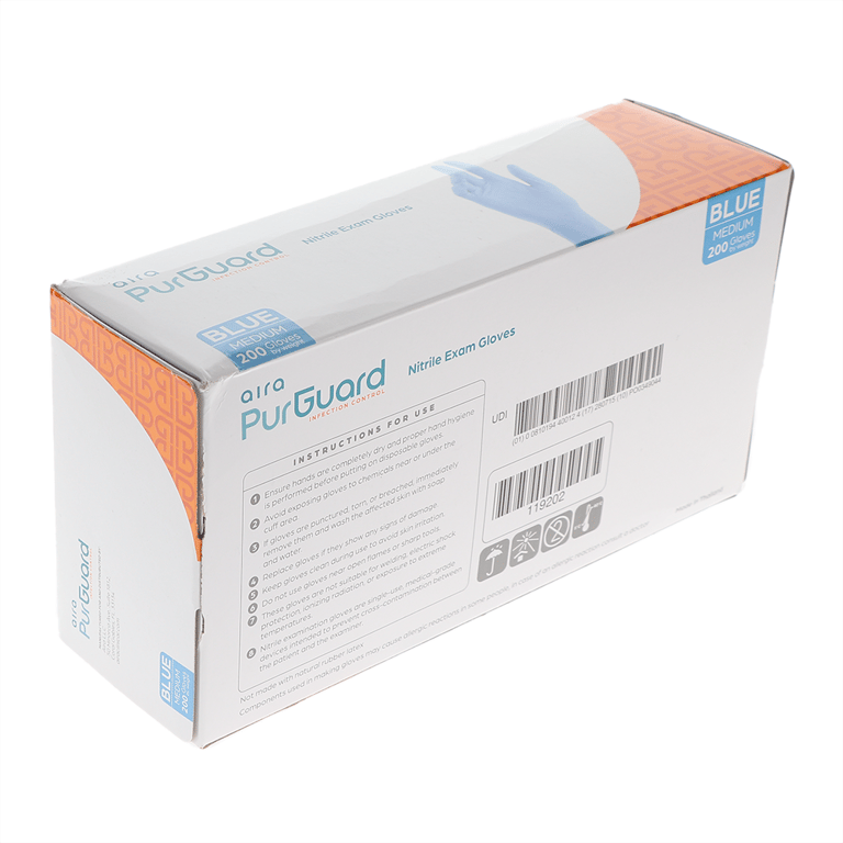 Aira Nitrile Exam Gloves, Powder Free, Medium, Bl