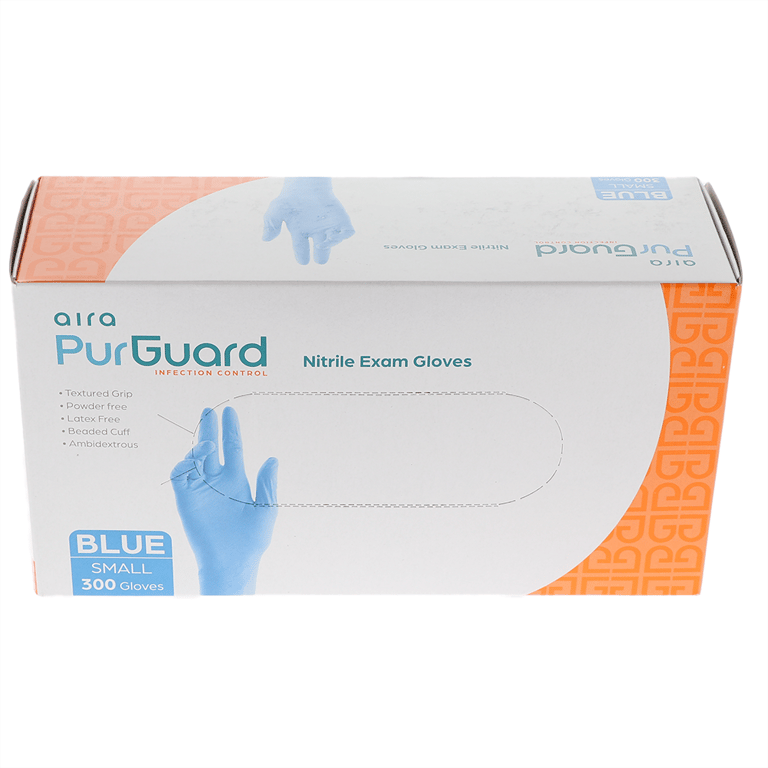 Aira Nitrile Exam Gloves, Powder Free, Small, Blu