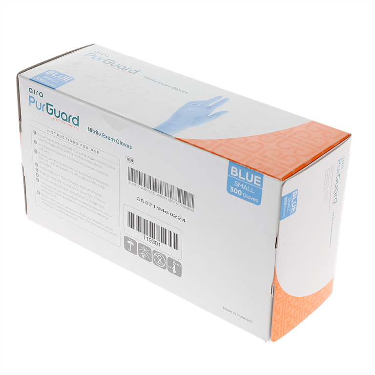 Aira Nitrile Exam Gloves, Powder Free, Small, Blu