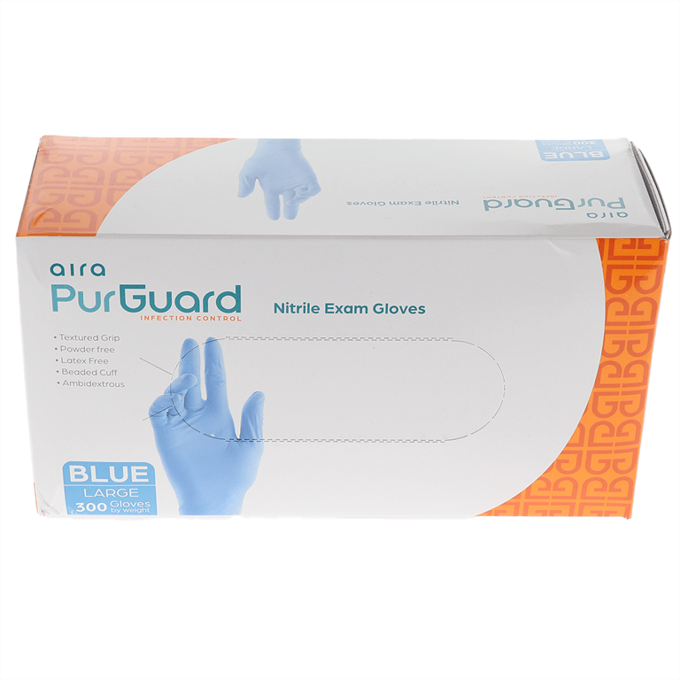 Aira Nitrile Exam Gloves, Powder Free, Large, Blu