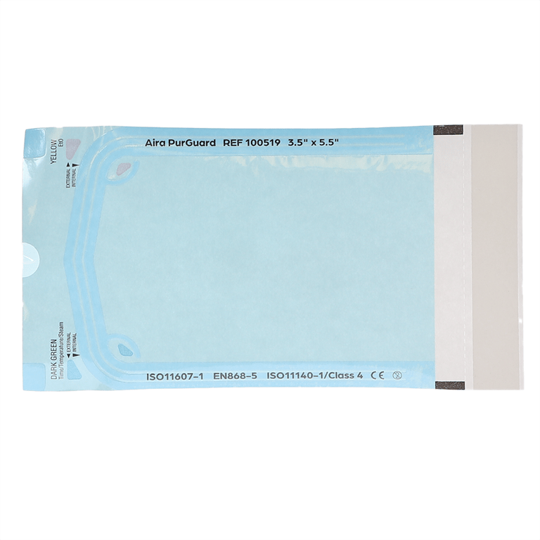 Aira Class 4 3.50" x 5.50" Paper/Blue Film Self-Sealing Sterilization Pouch, 200/Box. Built