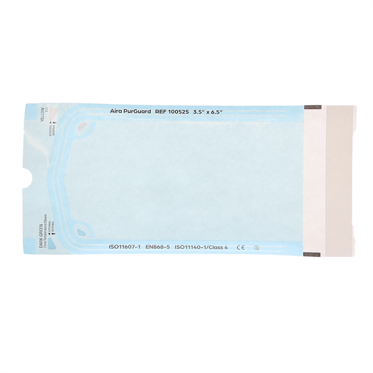 Aira Class 4 3.50" x 6.50" Paper/Blue Film Self-Sealing Sterilization Pouch, 200/Box. Built