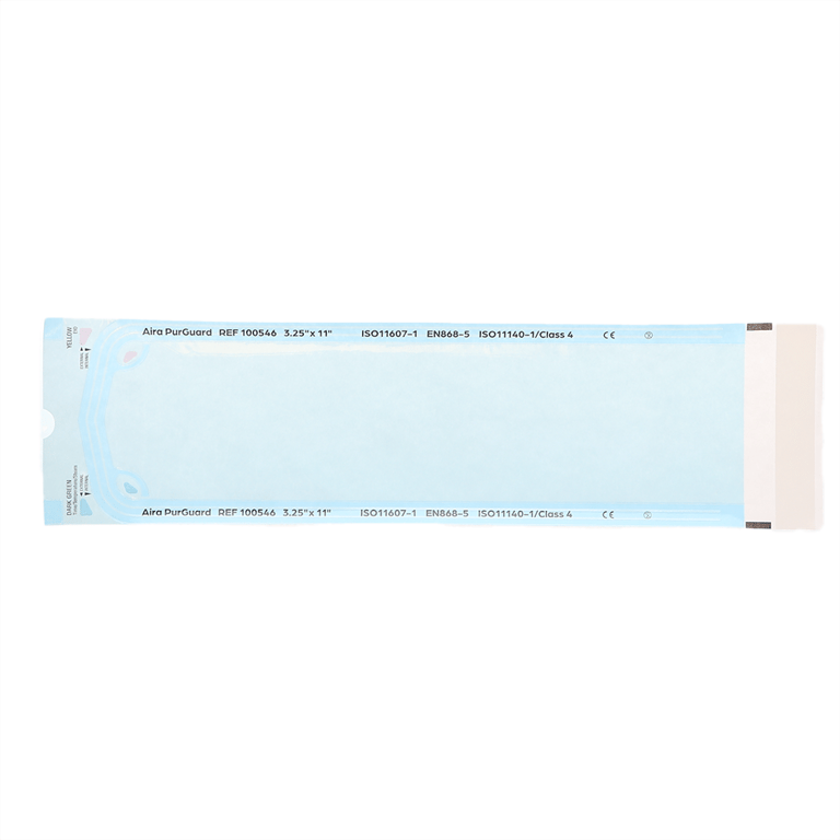 Aira Class 4 3.25" x 11" Paper/Blue Film Self-Sealing Sterilization Pouch, 200/Box. Built