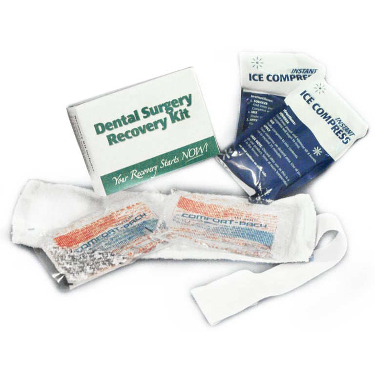 All-Temp Dental Surgery Recovery Kit, includes: 1- soft terry cloth comfort sleeve with elastic