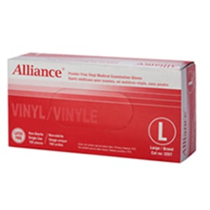 Alliance Vinyl Exam Gloves, White - Large, 100/Bx