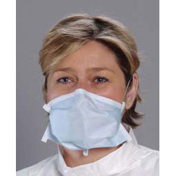 Critical Cover Pleated Mask, BLUE, Headband. Fluid resistant, 50/Bx. Positive Facial Lock design