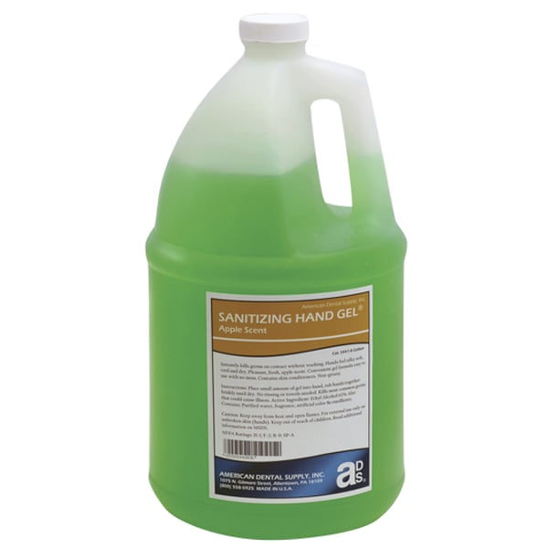 aDS Hand Sanitizer Gel - Green Apple Scented 1 Gallon Bottle. Alcohol based, Non-greasy sanitizing