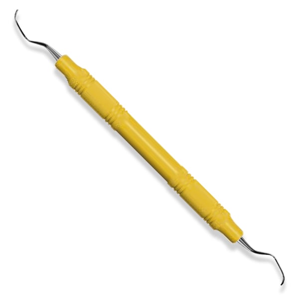 American Eagle #13/14S McCall Curette with 3/8" EagleLite Resin Yellow Handle. Posterior - Sharp