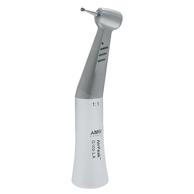 AirPeak G100-LA Low Speed Push Button Handpiece, 1:1 Ratio, 20K RPM, 1/Pk. Features a non-spray