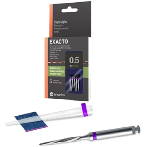 Exacto Translucent posts trial kit #0.5. 5 posts & 1 bur. High light transmission & double taper