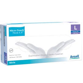 Micro-Touch Nitrile E.P. Nitrile glove: MEDIUM Powder-Free, Fully Textured, Non-Sterile, Blue. Box